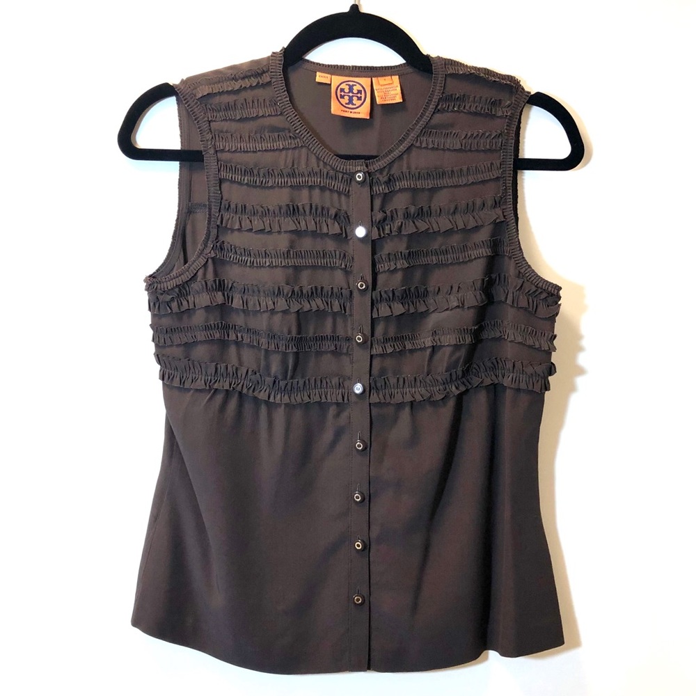 Tory Burch Brown Natural Silk Blouse (Size 2)